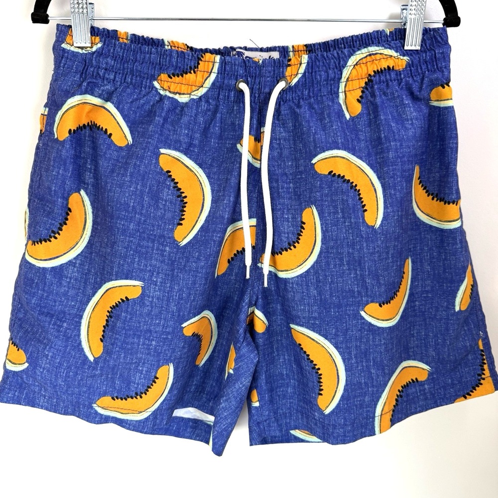 Trunks Surf & Swim Men's Blue Papaya Print Swim Trunks Size L Board‎ Shorts